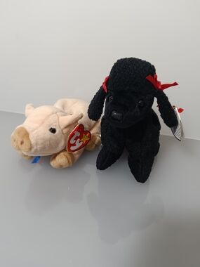 Ty  Small Plushies Bundle GiGi The Poodle & Knuckles The Pig Plush Toys